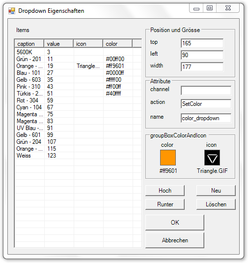 Abbildung 33.16:Eigenschaften des Dropdowns