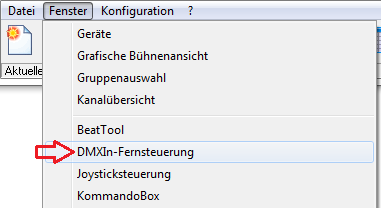 Abbildung 8:DMXIn Aktivierungsfenster