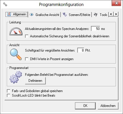 Abbildung 1:Fenster Programmkonfiguration, Reiter Allgemein