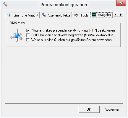 Abbildung 2:Fenster Programmkonfiguration, Reiter Ausgabe