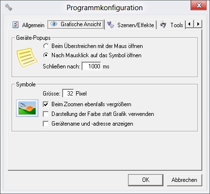Abbildung 3:Fenster Programmkonfiguration, Reiter Grafische Ansicht