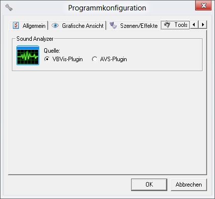 Abbildung 5:Fenster Programmkonfiguration, Reiter Tools
