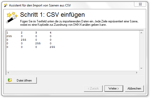 Abbildung 11:Import aus CSV: Schritt 1