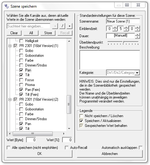 Abbildung 2:Dialog zum Speichern einer Szene