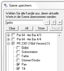 Abbildung 3:Die Suche im Dialog « Szene speichern «