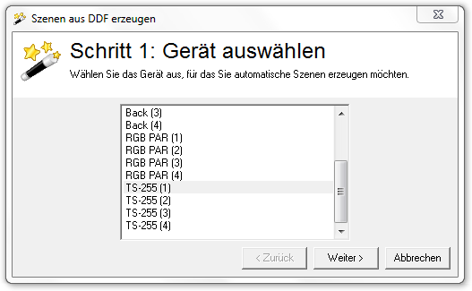 Abbildung 2:Szenengenerator Schritt 1