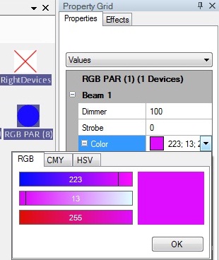 Abbildung 3:Property Grid mit geöffneter Farbauswahl