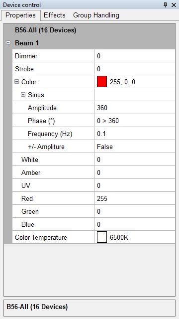 Abbildung 6:Einstellungen in der Gerätesteuerung.