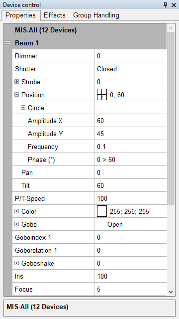 Abbildung 4:Einstellungen in der Gerätesteuerung.