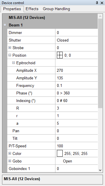 Abbildung 2:Einstellungen in der Gerätesteuerung.