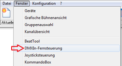 Abbildung 9:Menü DMXIn-Fernbedienung