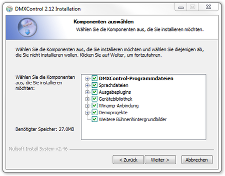 Abbildung 3.6:Auswahl der zu installierenden Komponenten