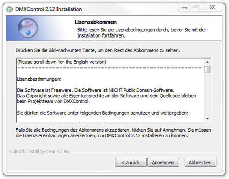 Abbildung 3.3:Das Lizenzbestätigungsfenster