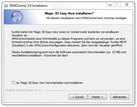 Abbildung 4:3D-Easy View Installationsabfrage