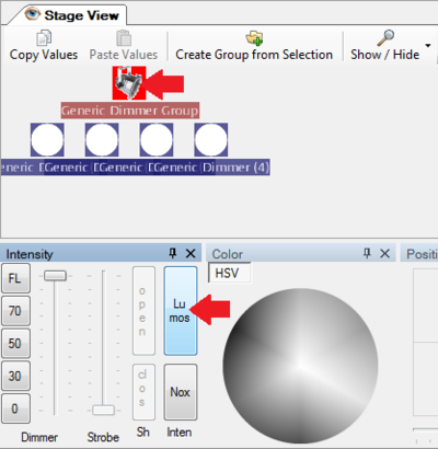 Abbildung 2.2.6:Die vier Dimmer leuchten