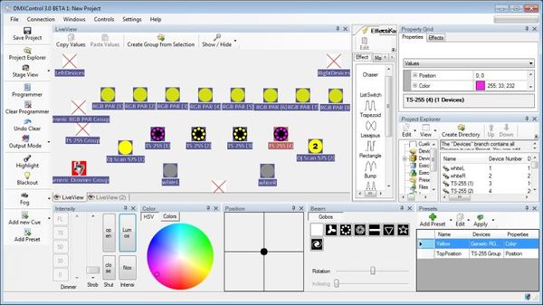 Abbildung 1:Auswahl einiger DMXControl 3 Fenster